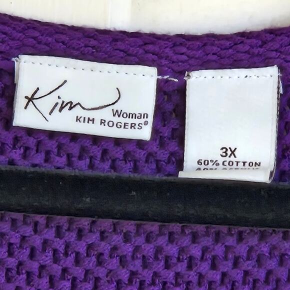 Kim Rogers Heavy One Button Open Front Cardigan Purple 3X  Chunky Knit - Picture 3 of 8